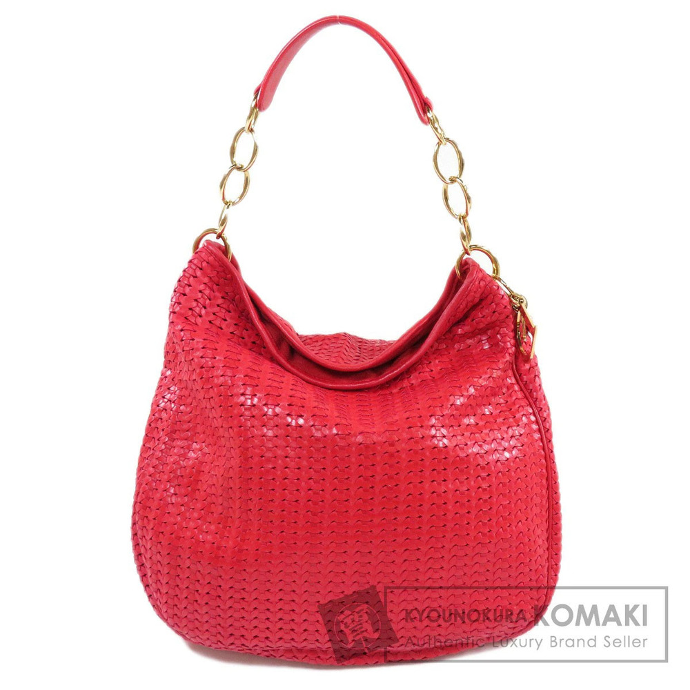 Christian Dior Hobo woven leather shoulder Bag Calfskin Red